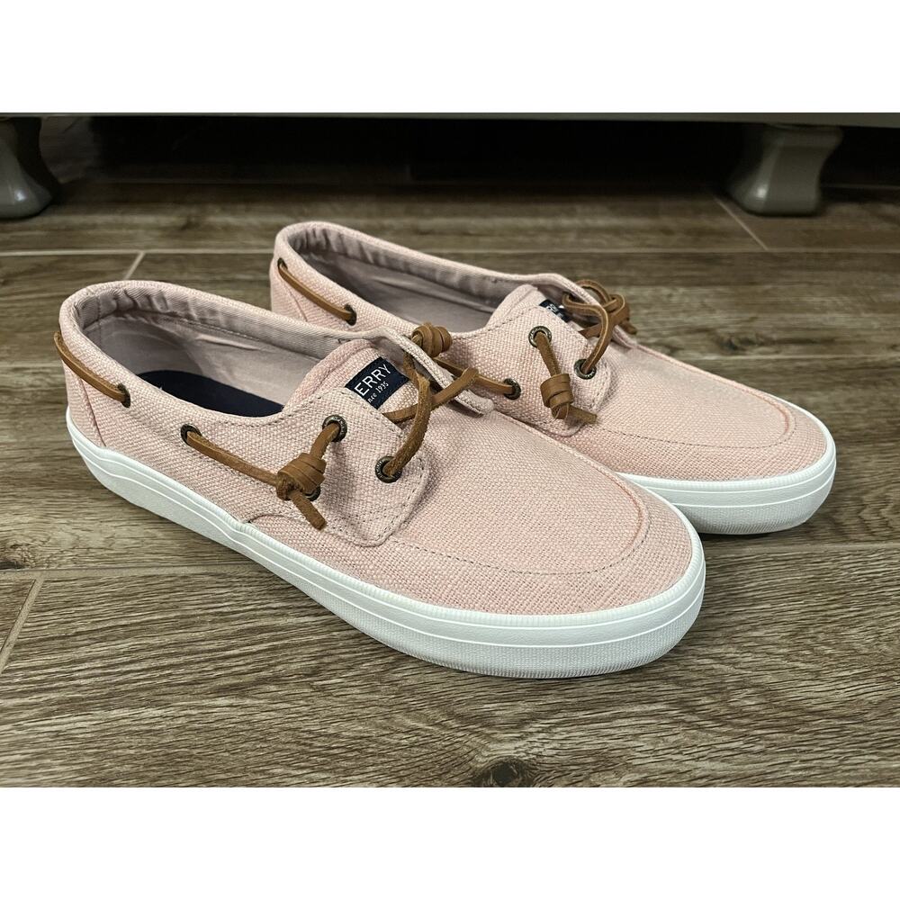 Sperry Women's Pink Canvas Boat Shoes STS88187 Memory Foam Size 9